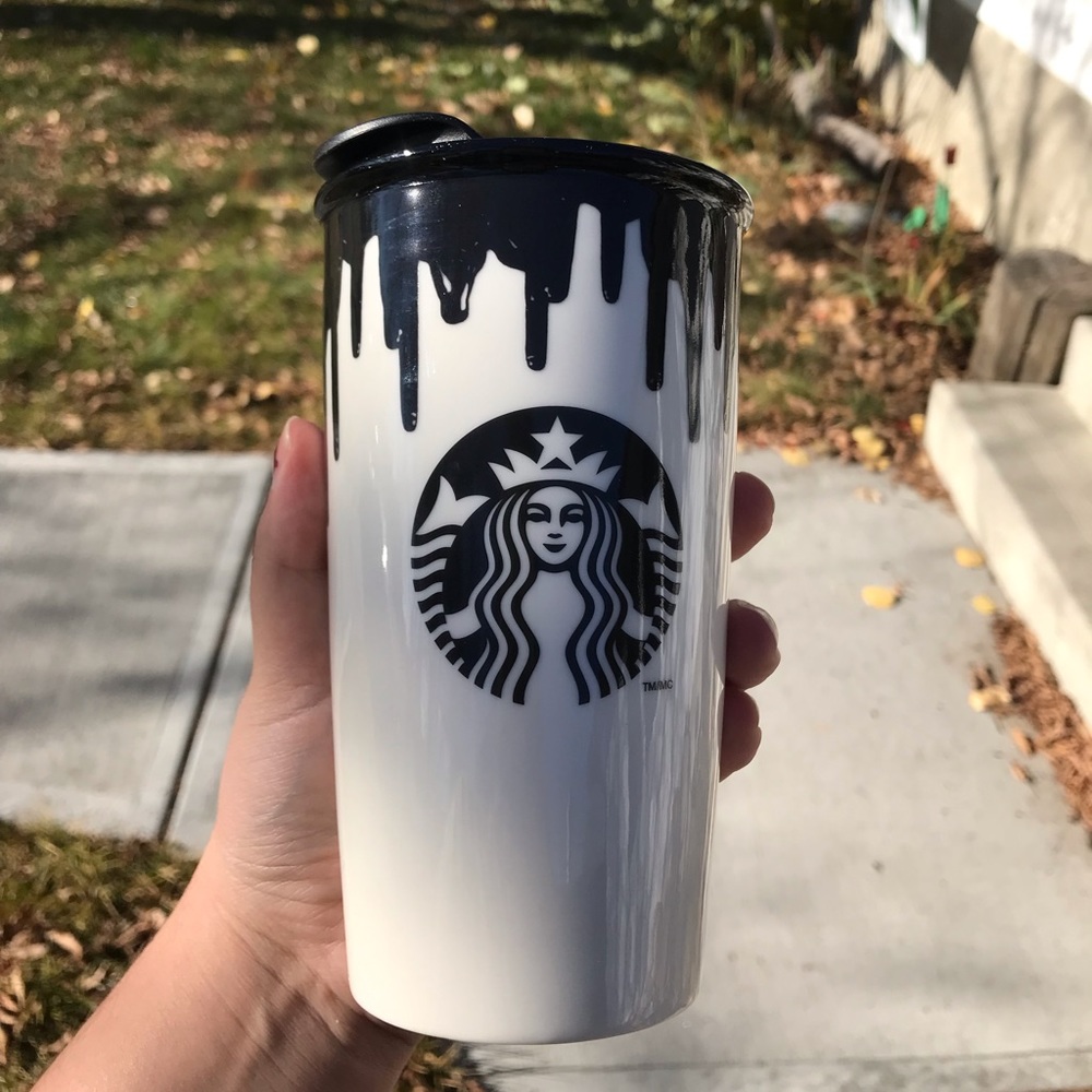 RARE starbucks travel mug Drip by band of outsiders 2014 black drip with lid